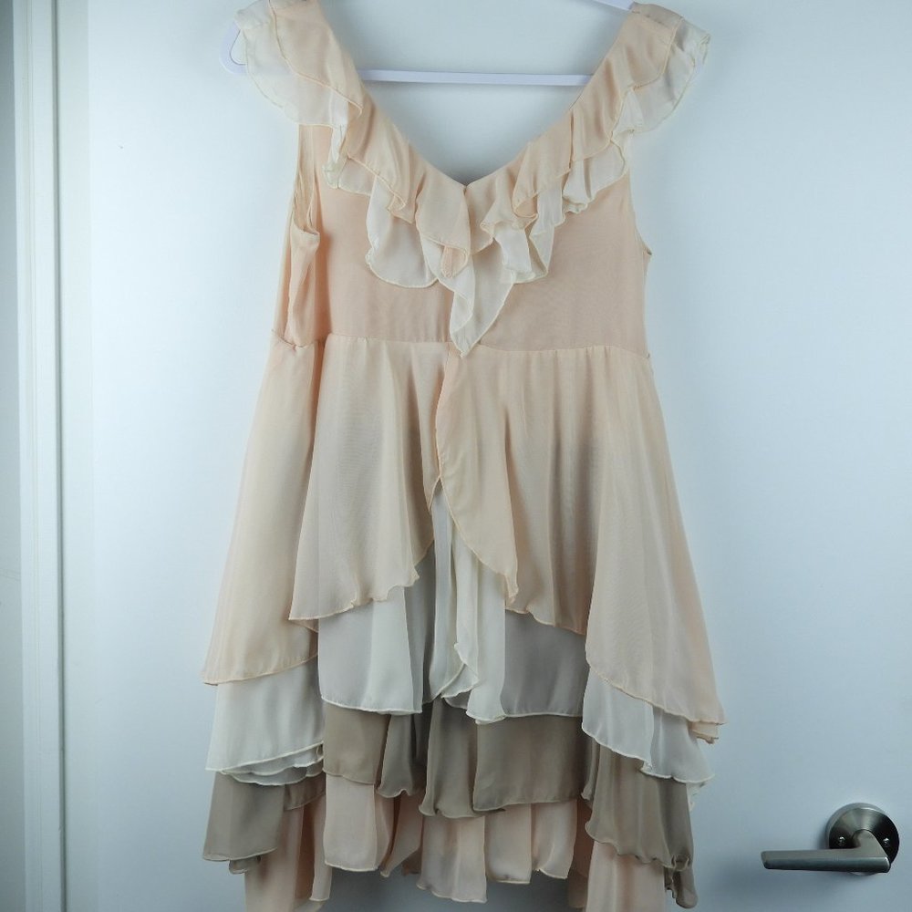 Pink/Neutral Layered/Tiered V-neck Dress from H&M